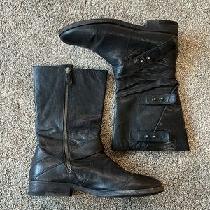 Eileen Fisher Black Leather Combat Boots